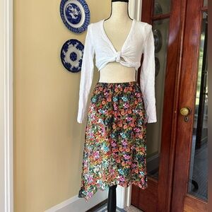 Apropos | Mixed Floral Asymmetrical Knee Length Skirt